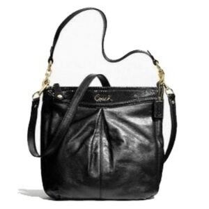 COACH Ashley Hippie Crossbody Satchel Black Leather and Snake Print Trim